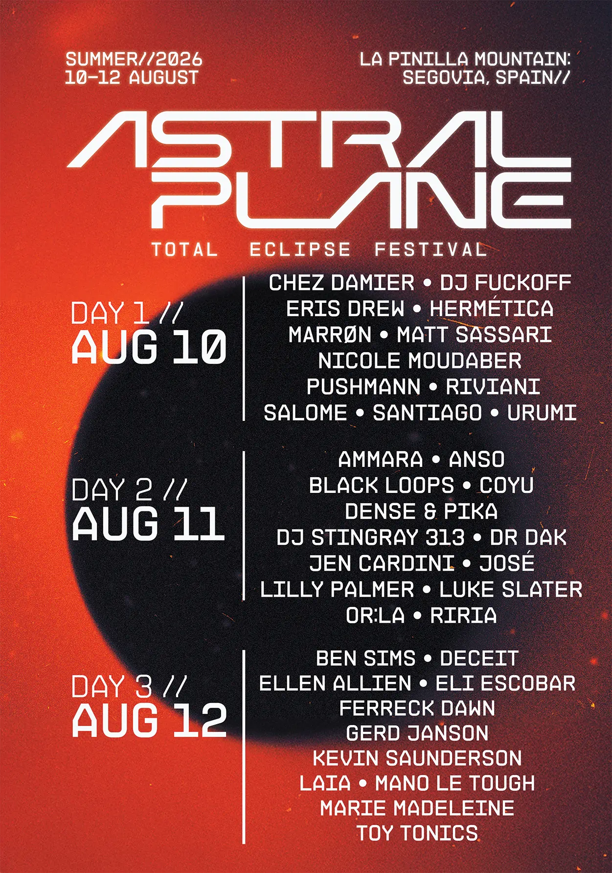 Astral Plane Full Day Schedule